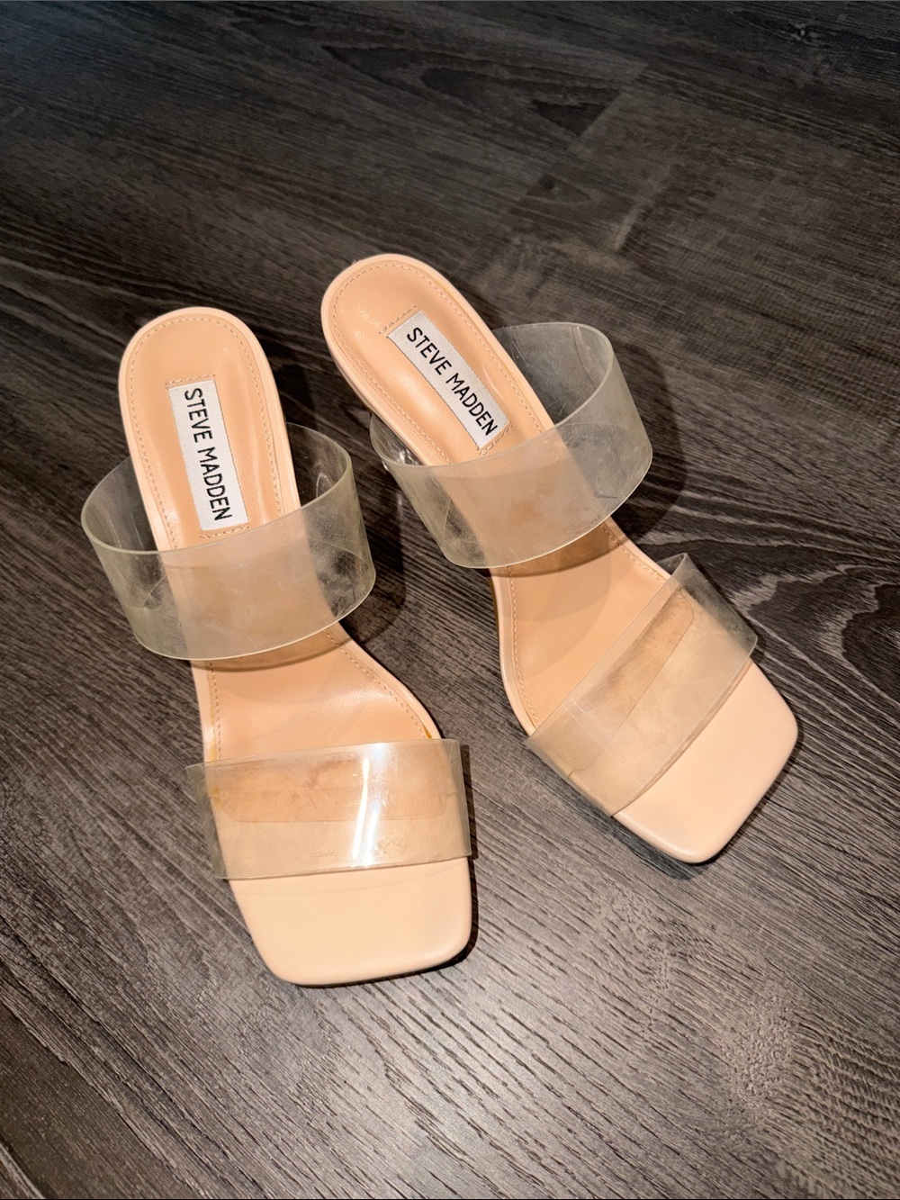 Steve Madden Clear Strap Block Heel Sandals - Picture 1 of 8